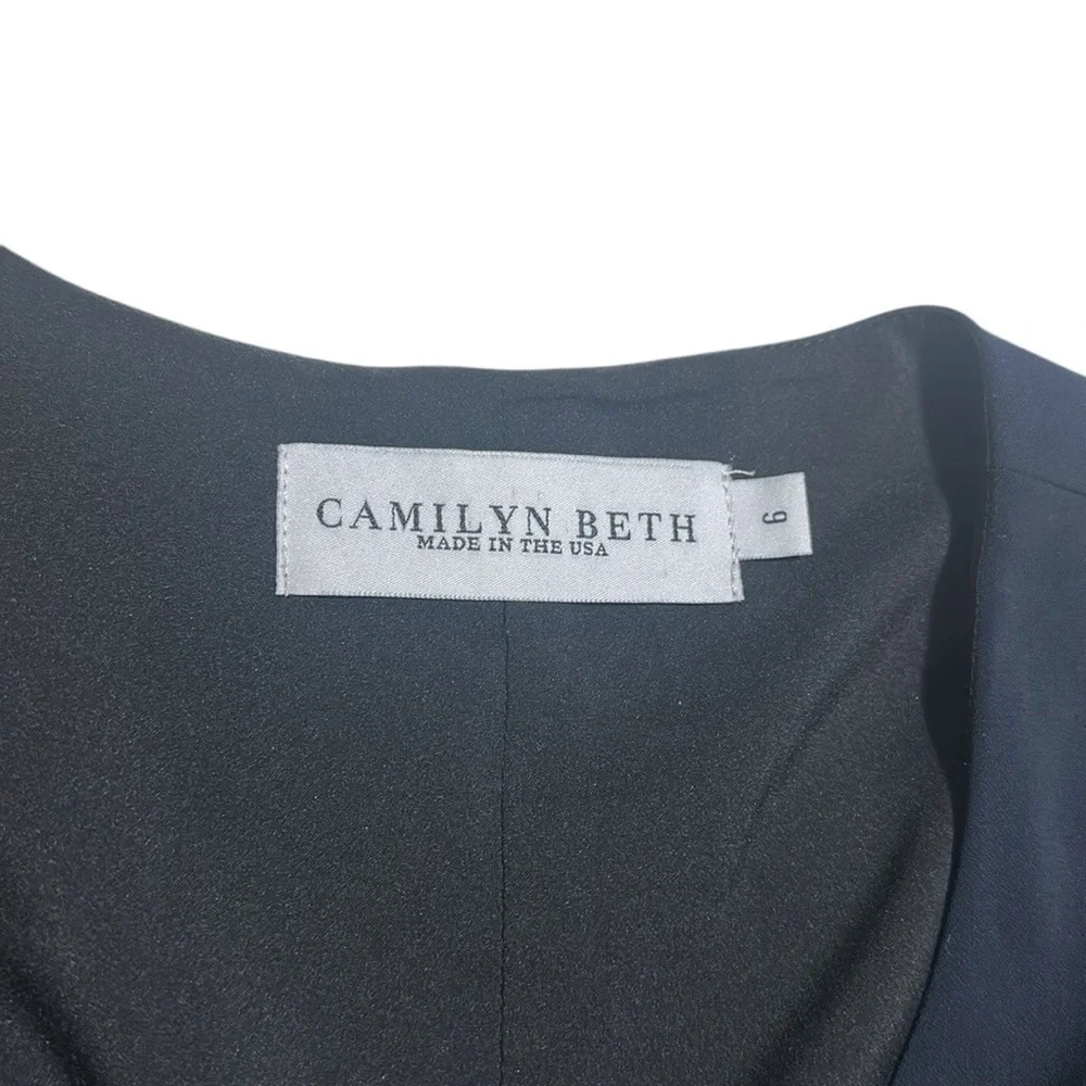 Camilyn Beth Navy Wrap Midi Dress Cap Sleeves Size 6 - Picture 7 of 9